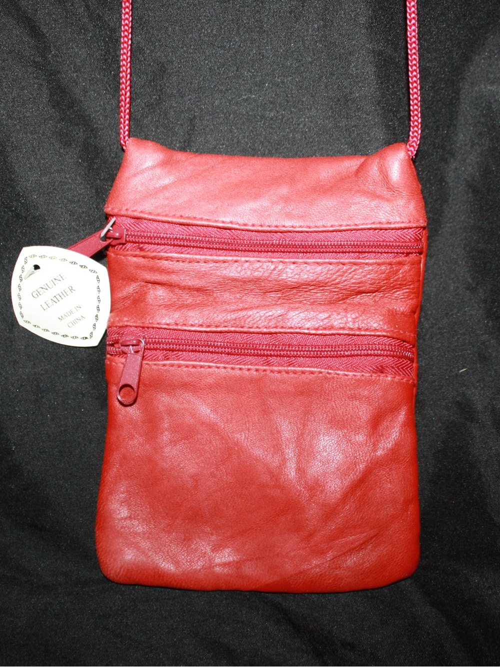 Vintage Genuine Leather Red Crossbody Bag